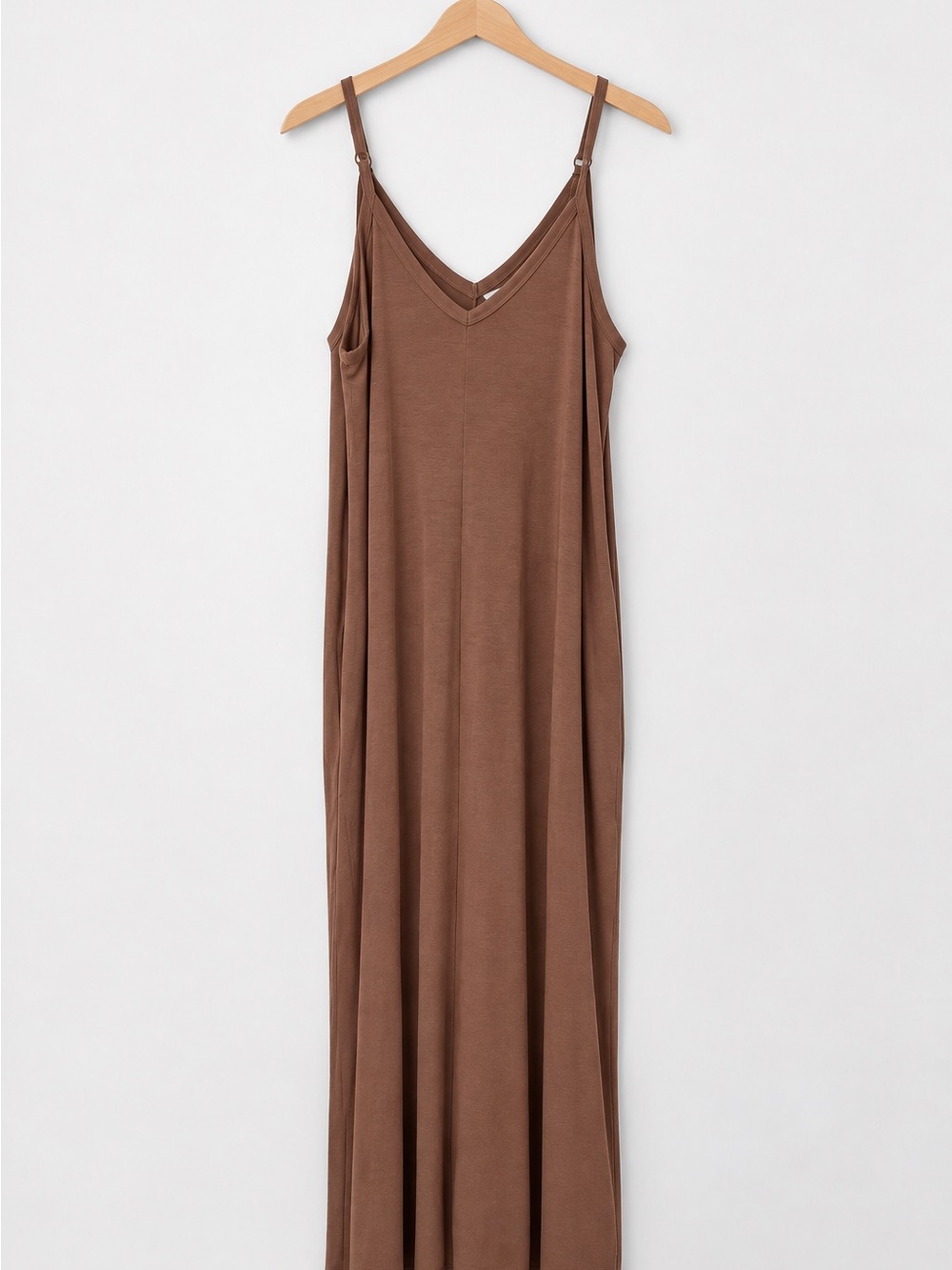 Zenana Outfitters Brown Adjustable-Strap Maxi Dress